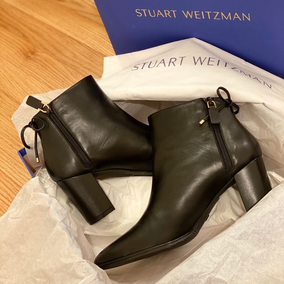 Stuart Weitzman Leather Heel Booties Ankle - Picture 4 of 8